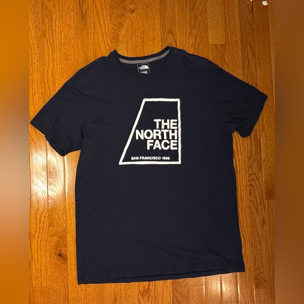 The north face mens navy blue white tshirt slim xl fit‎ outdoor hiking casual